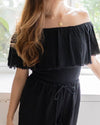 Fringe Frill Off The Shoulder Tops Black