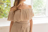 Fringe Frill Off The Shoulder Tops Mocha