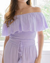 Fringe Frill Off The Shoulder Tops Lavender