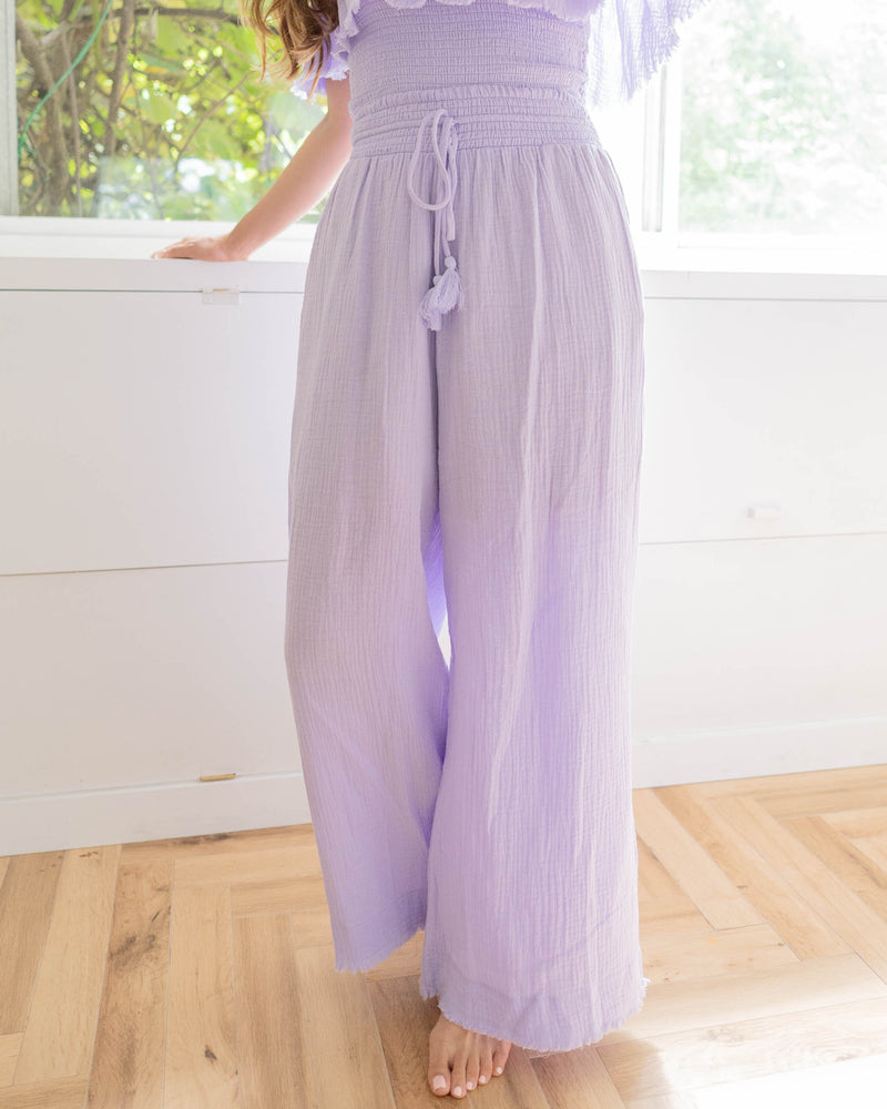 Fringe Wide Pants / Lavender