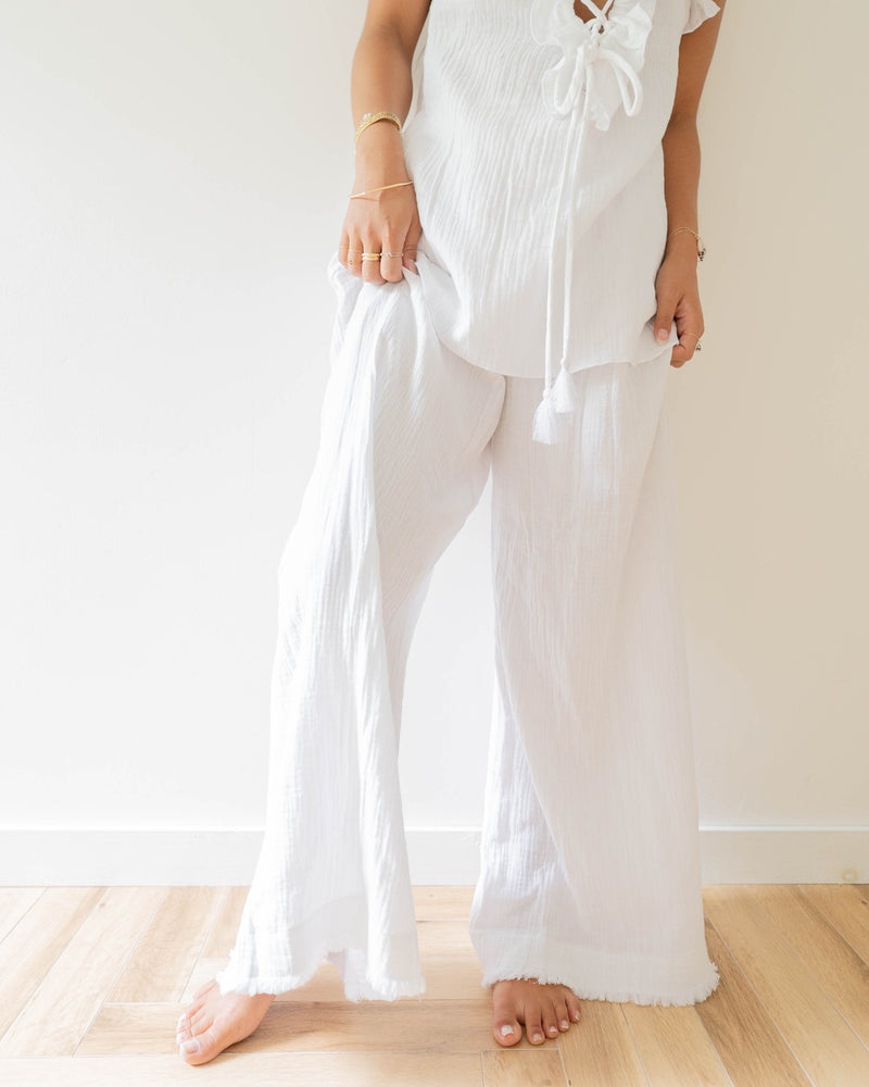 Fringe Wide Pants / White