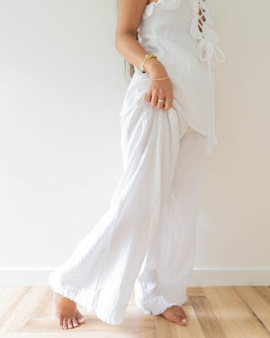 Fringe Wide Pants / White