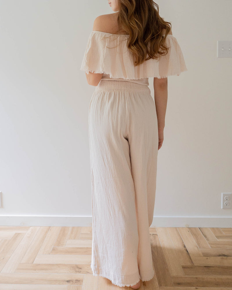 Fringe Frill Off The Shoulder Tops Ivory