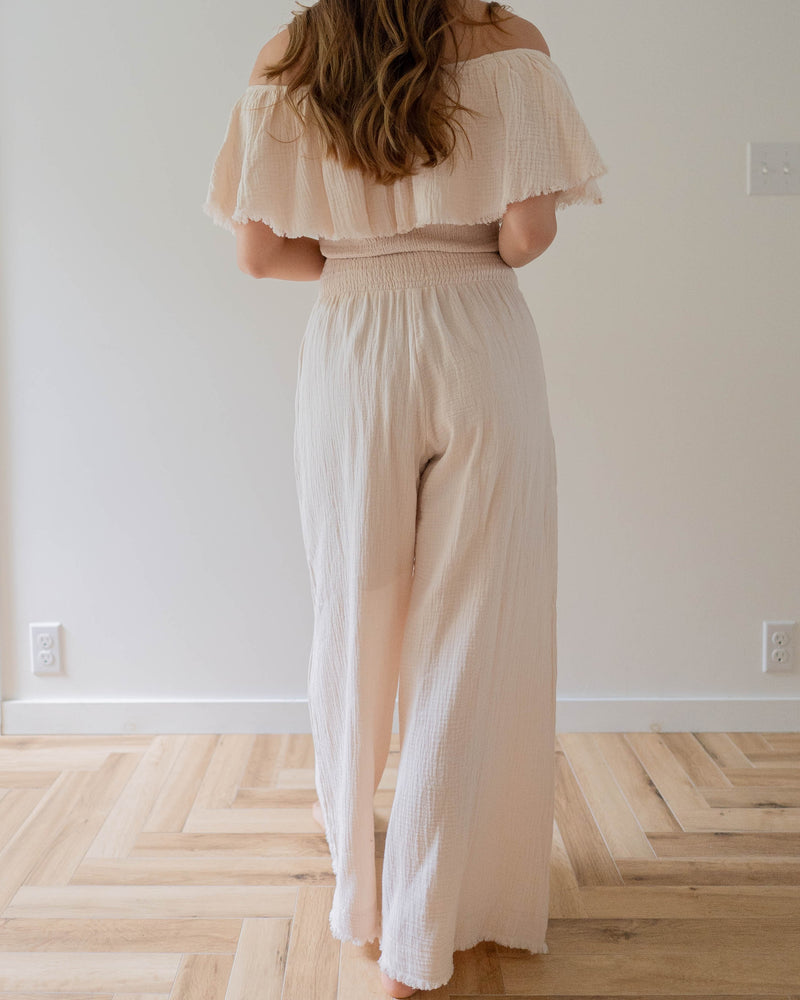 Fringe Frill Off The Shoulder Tops Ivory