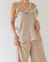 Fringe Cotton Gauze Pants Blush