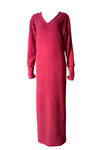V neck knit dress / Shocking pink