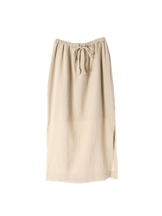 Fringe Side Slit Skirt / Ivory