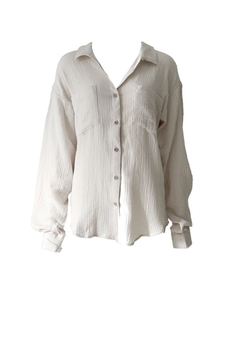 Cotton Gauze Button down shirt Navy