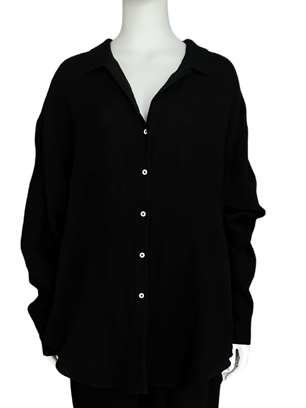 Over Size Button Down Shirt / Black