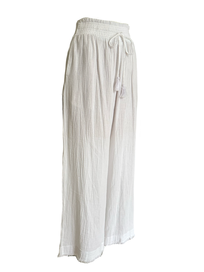 Fringe Wide Pants / White