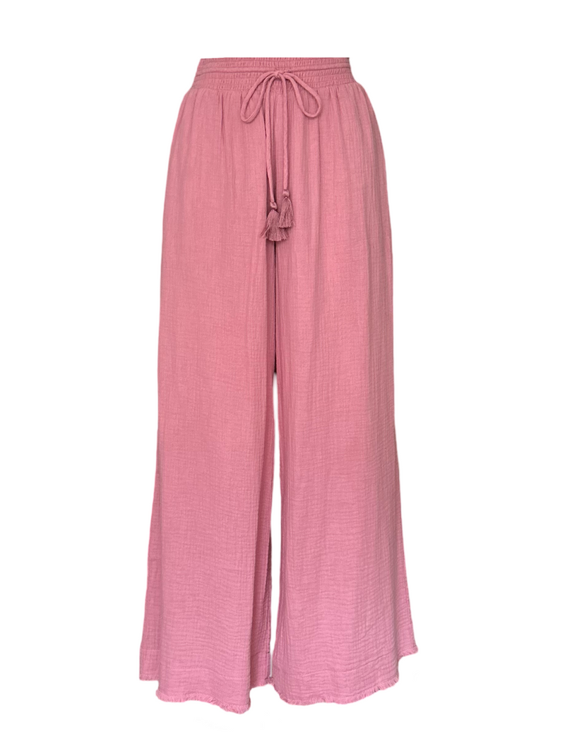 Fringe Wide Pants / Blush Pink