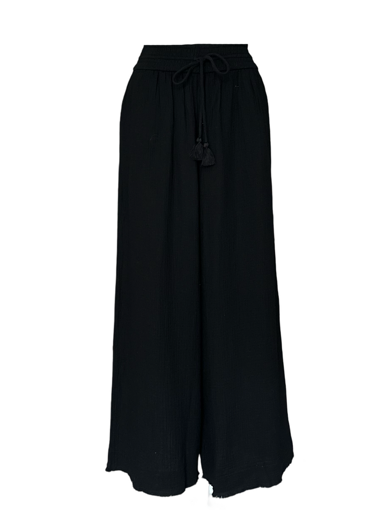 Fringe Wide Pants / Black