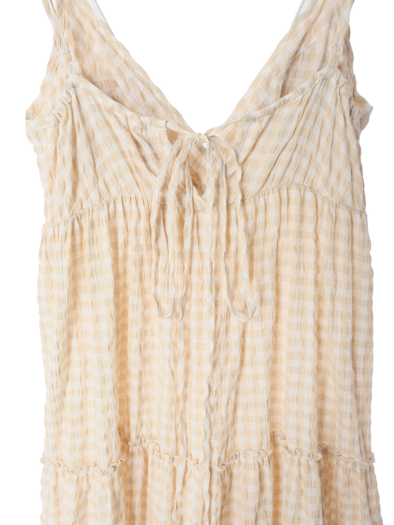 Garden Dress Beige Gingham