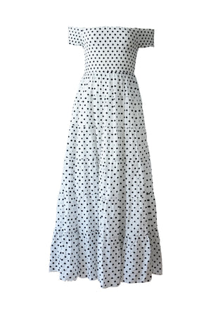 Polka Dot embroidery Off The Shoulder Dress