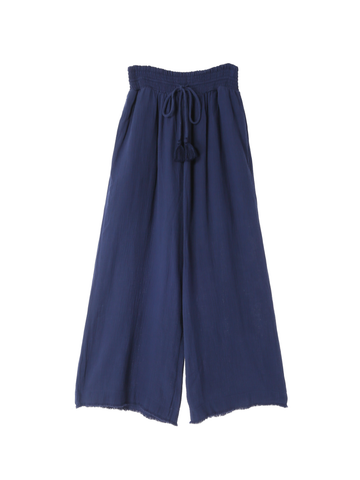 Fringe Cotton Gauze Pants Ivory