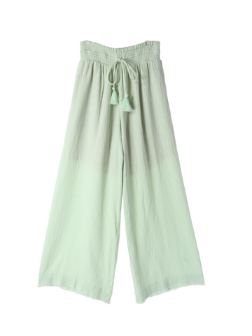 Fringe Cotton Gauze Pants Ivory