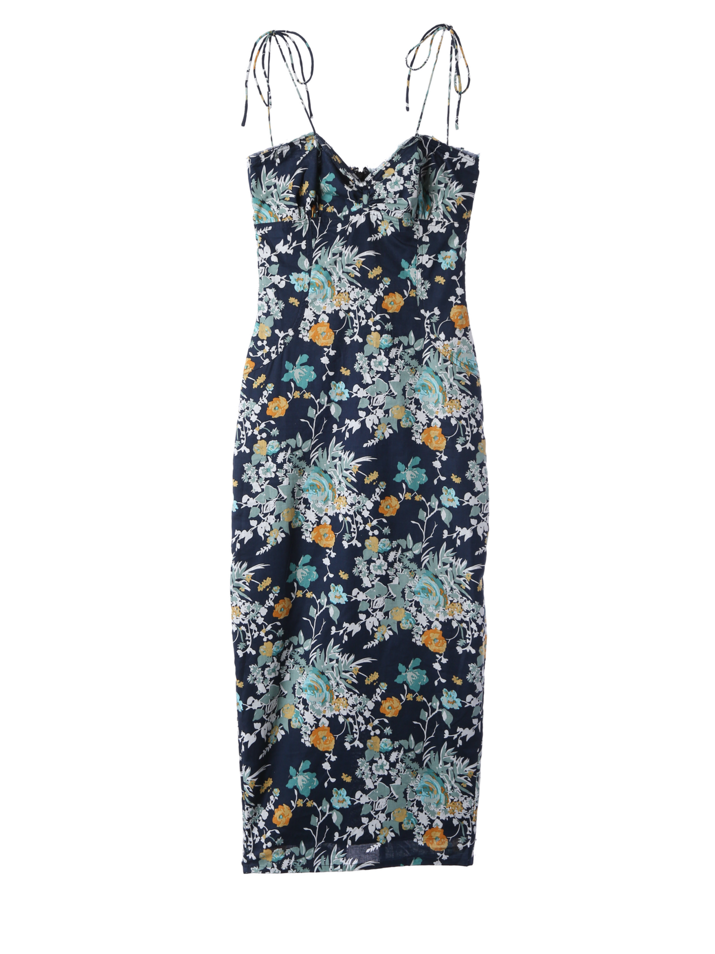 Spaghetti Strap Dress / Navy Flower