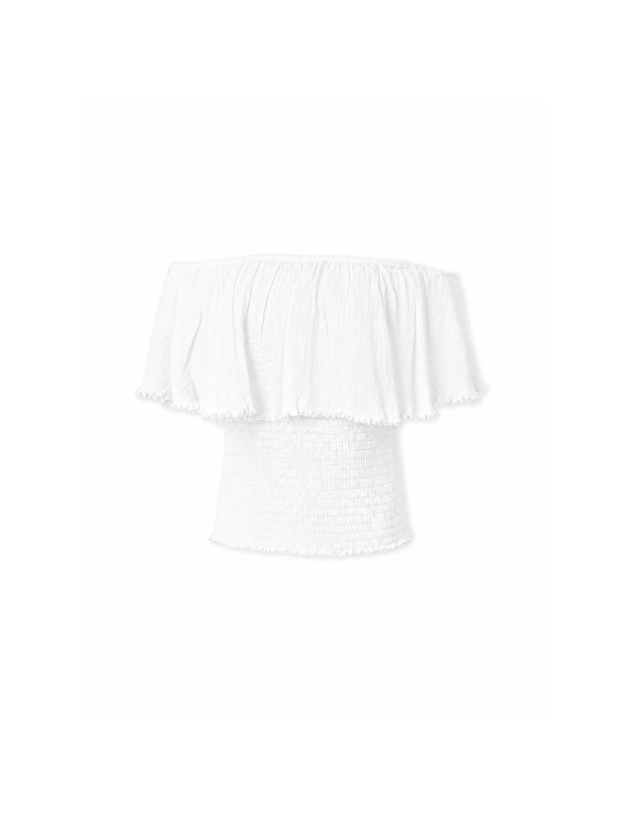 Fringe Frill Off The Shoulder Tops White