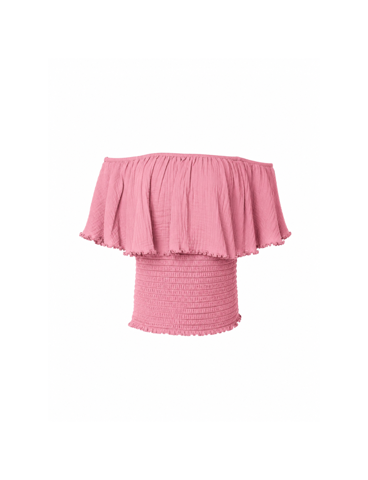 Fringe Frill Off The Shoulder Tops Blush Pink