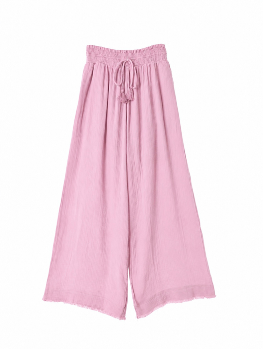 Fringe Wide Pants / Rose smoke pink